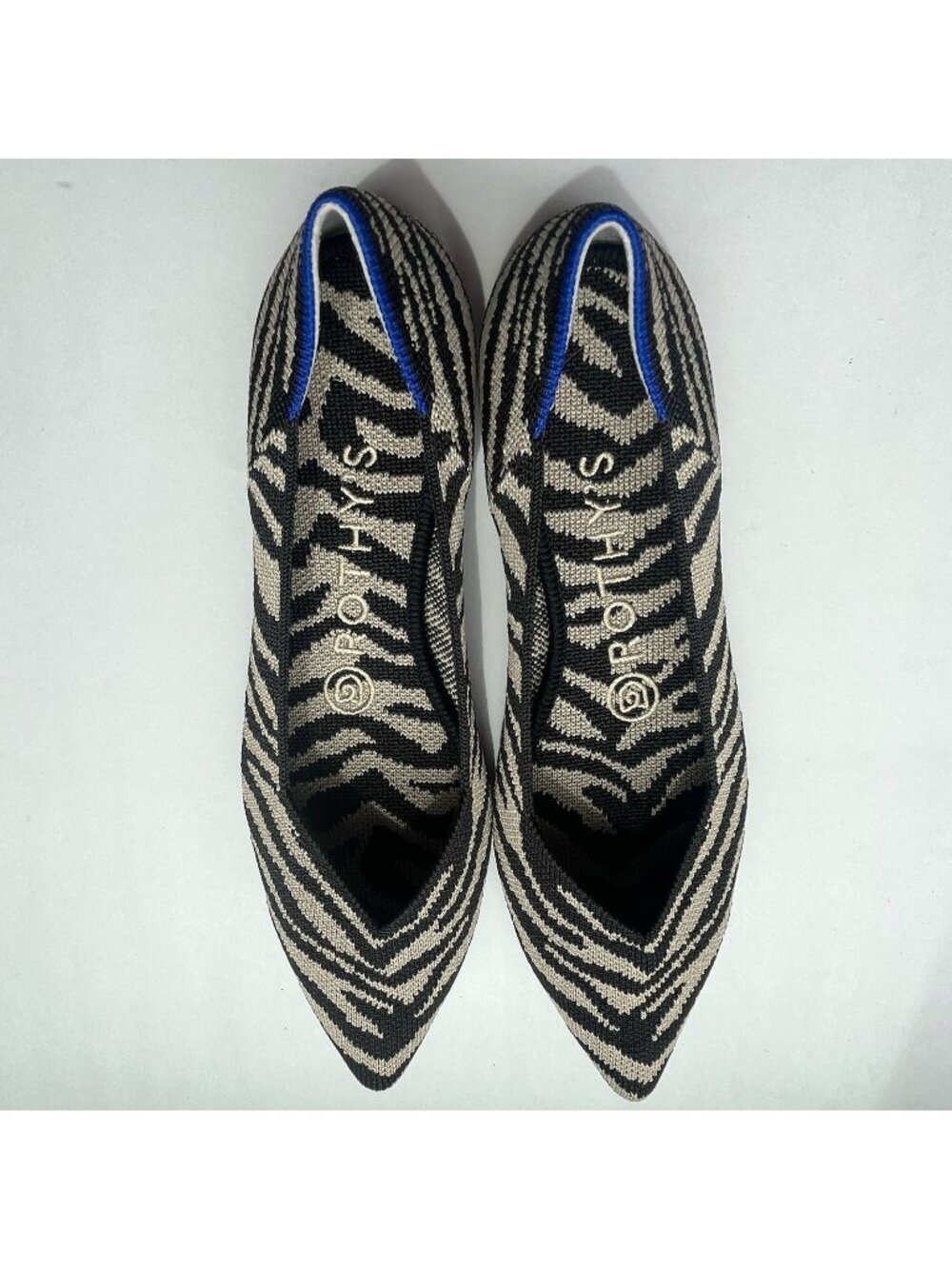 Rothy's The Point Ballet Flats Size 6 Retired Black and Grey Zebra Animal Print